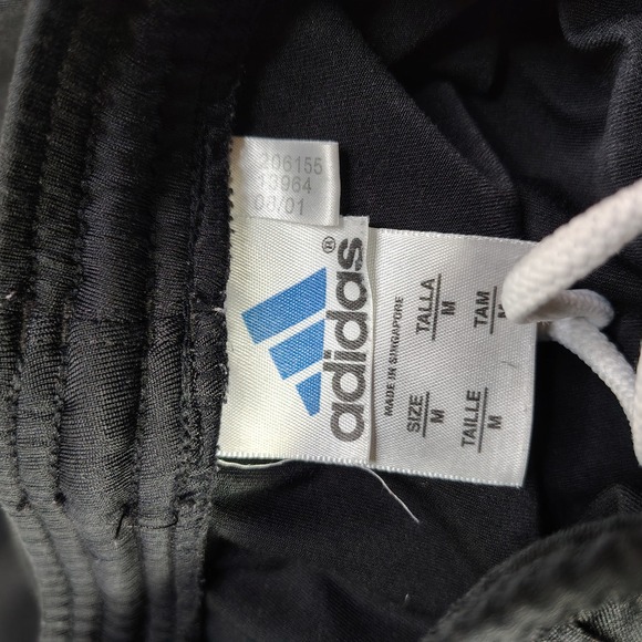 VINTAGE Adidas Track Pants Mens Medium Black Blue 3-Stripe Zipper Ankle Soccer - Picture 13 of 14